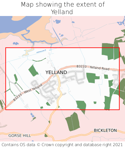 Map showing extent of Yelland as bounding box