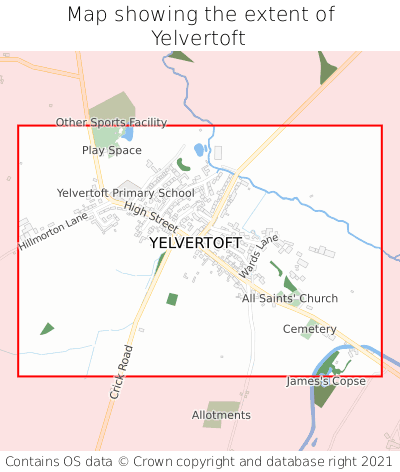 Map showing extent of Yelvertoft as bounding box