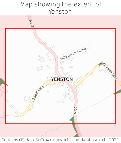 Map showing extent of Yenston as bounding box