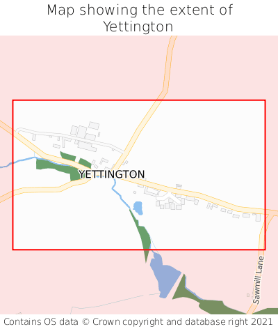 Map showing extent of Yettington as bounding box