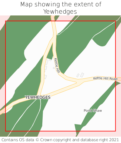 Map showing extent of Yewhedges as bounding box