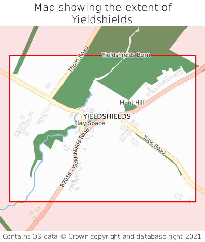 Map showing extent of Yieldshields as bounding box