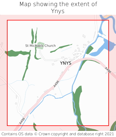 Map showing extent of Ynys as bounding box