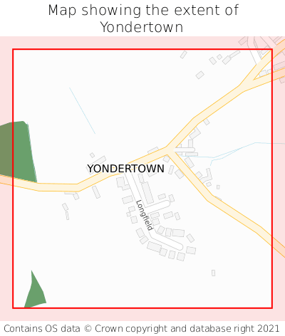 Map showing extent of Yondertown as bounding box