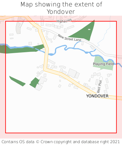 Map showing extent of Yondover as bounding box