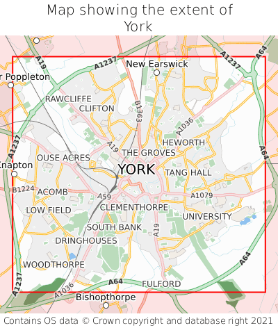 Map showing extent of York as bounding box