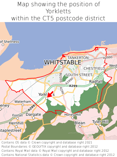 Map showing location of Yorkletts within CT5