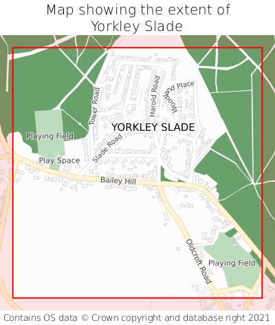 Map showing extent of Yorkley Slade as bounding box