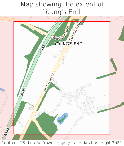 Map showing extent of Young's End as bounding box