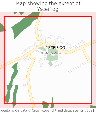 Map showing extent of Ysceifiog as bounding box