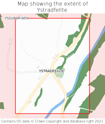 Map showing extent of Ystradfellte as bounding box