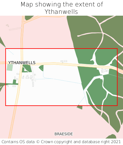 Map showing extent of Ythanwells as bounding box