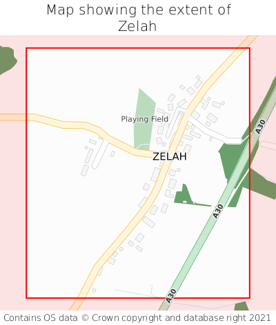 Map showing extent of Zelah as bounding box