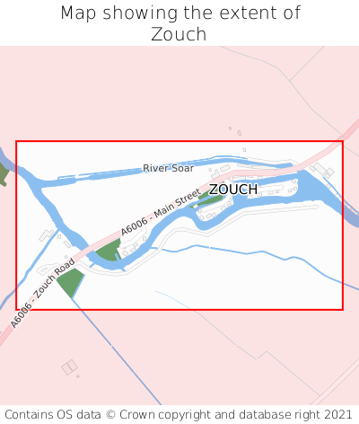 Map showing extent of Zouch as bounding box
