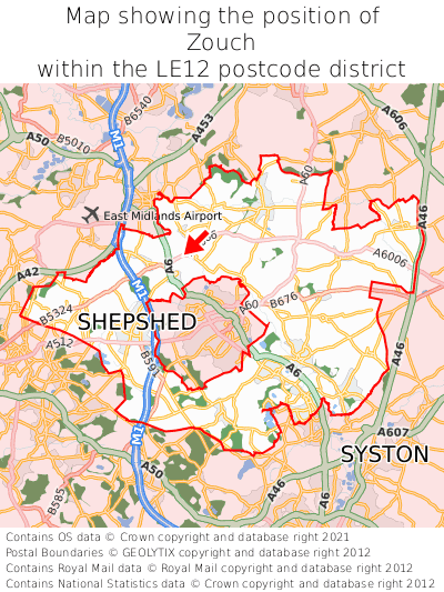 Map showing location of Zouch within LE12