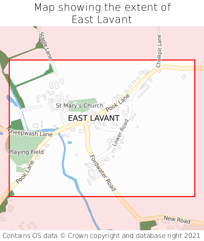 Map showing extent of East Lavant as bounding box